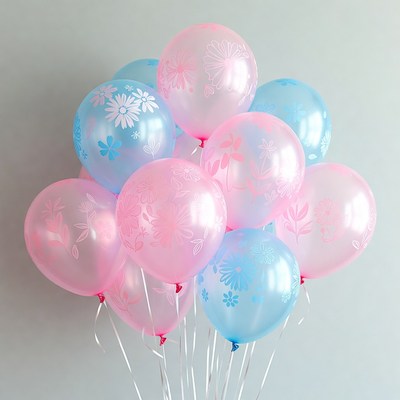 Balloons in pink and blue colors