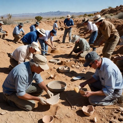 Group excavates pottery in desert site