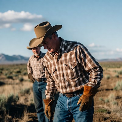 Ranchers working on the land in daylight