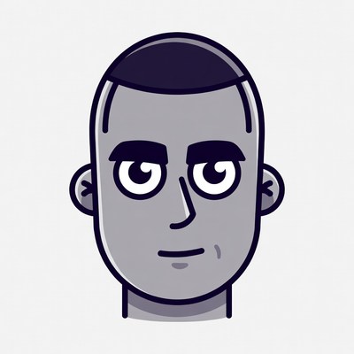 Cartoon style head drawing of a man