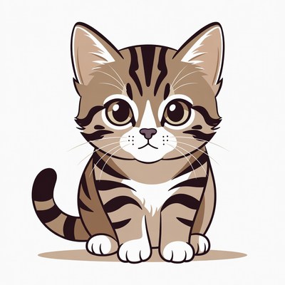 Cute striped cat sitting calmly