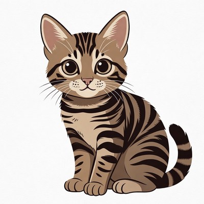 Cute tabby cat illustration on white background