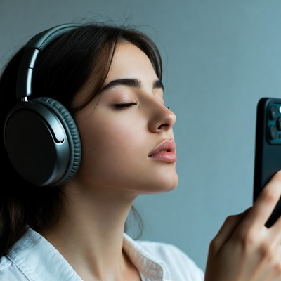 Listening to music with headphones