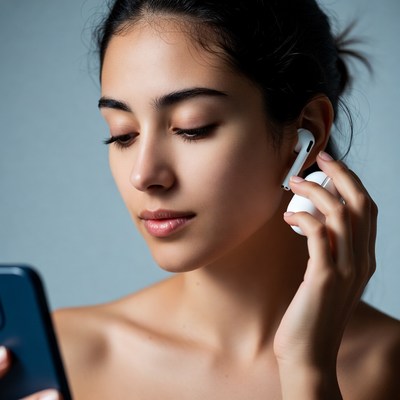 Listening to music with headphones