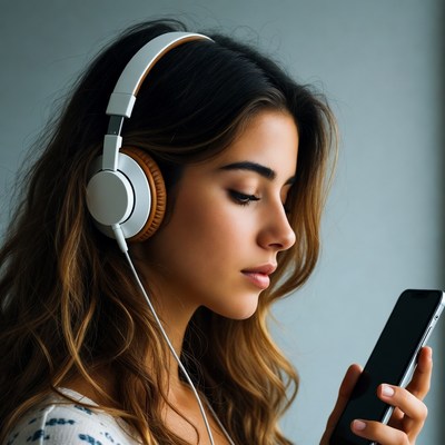 Listening to music with headphones