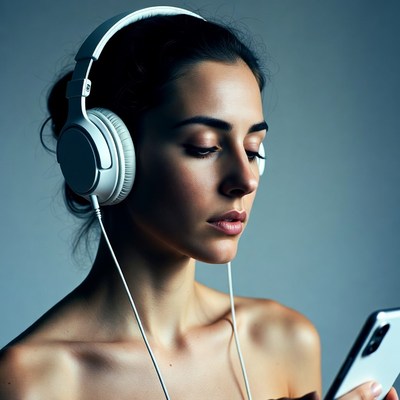 Listening to music with earphones