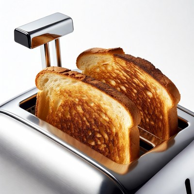 Toasting bread in a modern toaster