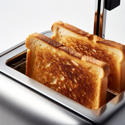 Freshly toasted bread in a toaster