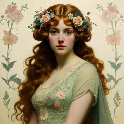 Young woman with floral headpiece in portrait