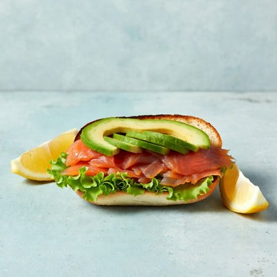 Salmon sandwich with avocado and lettuce