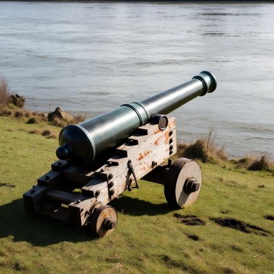 Old cannon by the riverbank