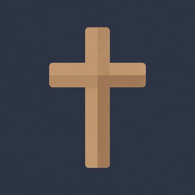 Simple wooden cross on dark background