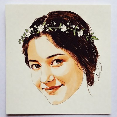 Young woman smiling with floral crown