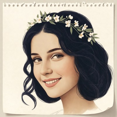 Woman with flower crown in portrait