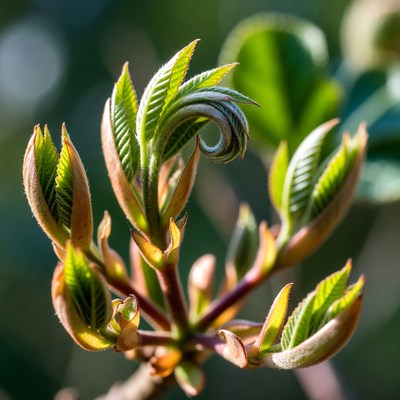 New leaves grow on tree branches in spring