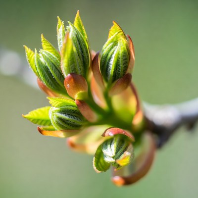 New leaves growing on branch