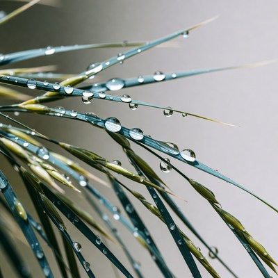Water droplets on green leaves