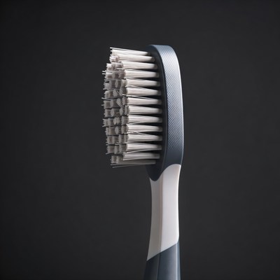 Close view of a toothbrush on a dark background