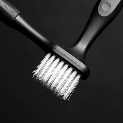 Close-up view of a black brush