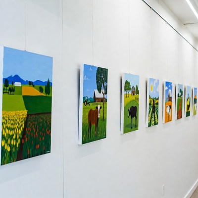 Art display of rural life scenes