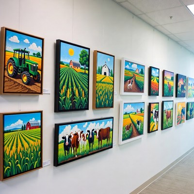 Farm art display in exhibition space