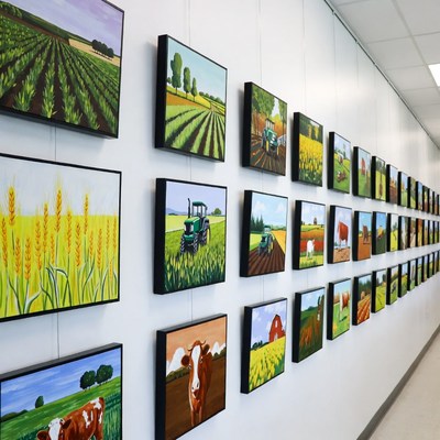 Farm art display on wall
