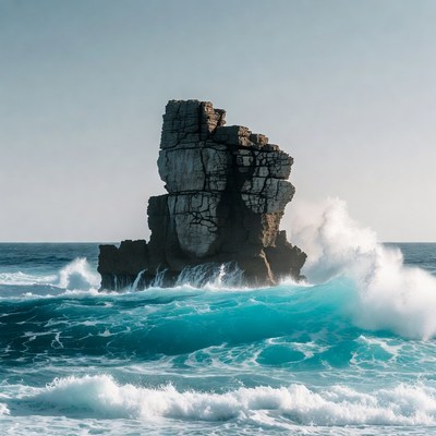 Rock formation in ocean waves