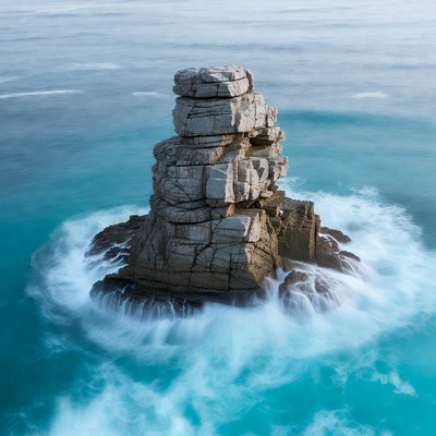 Rocky formation in ocean water