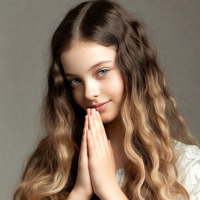 Child with hands together in prayer