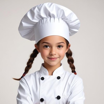 Young chef in white uniform and hat