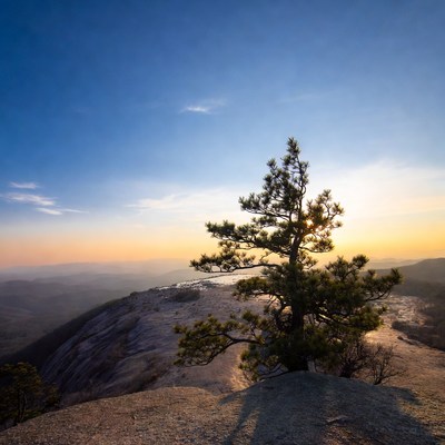 Mountain view at sunset over valley