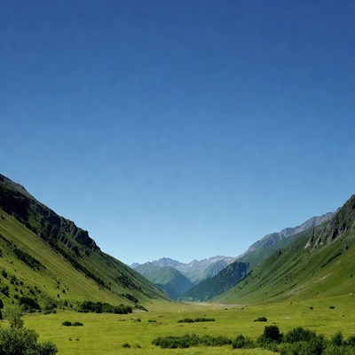 Green valley under clear sky