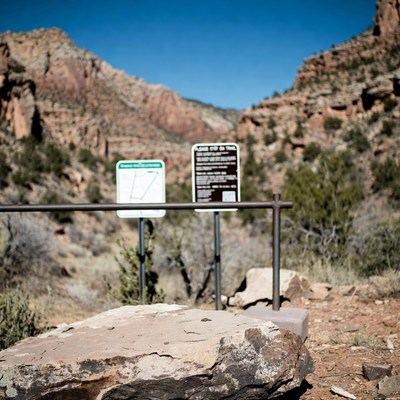 Signs in a mountain area