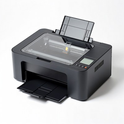 Printer on white background for office use
