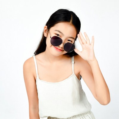 Girl wearing sunglasses and waving