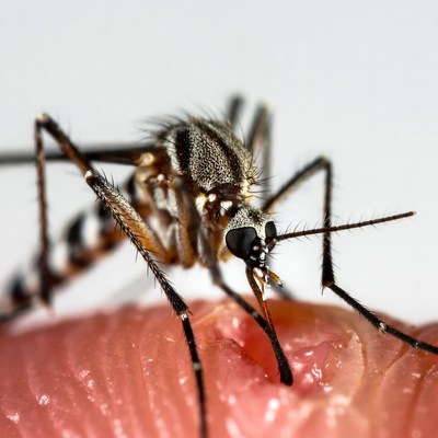 Close-up view of a mosquito feeding