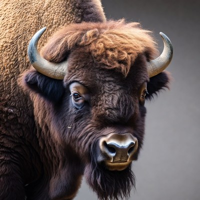 Bison standing in soft light