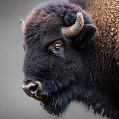 Bison close up view in nature