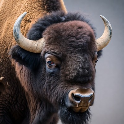 Bison standing in natural light