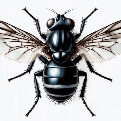 Detailed view of a black fly