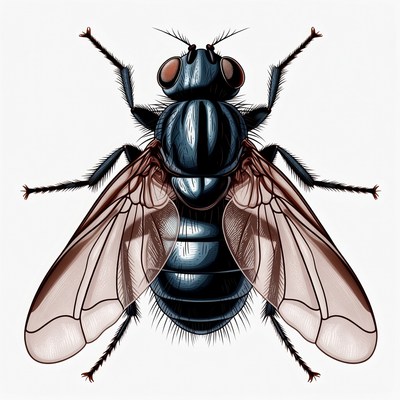 Close-up view of a fly's body