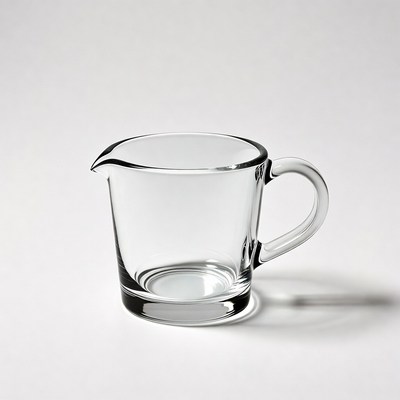 Clear glass measuring cup on white surface