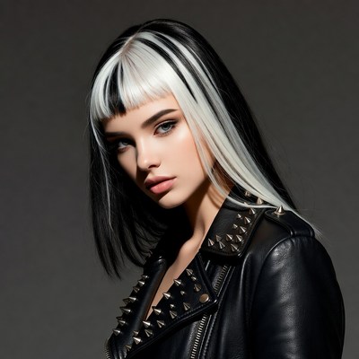 Woman with black and white hair