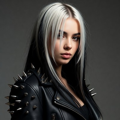 Young woman with spiked jacket