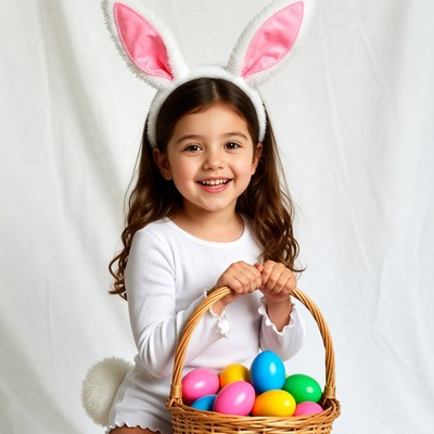 Smiling child with easter basket