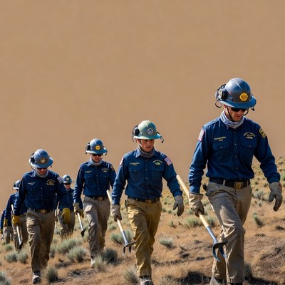 Workers on hillside during daytime