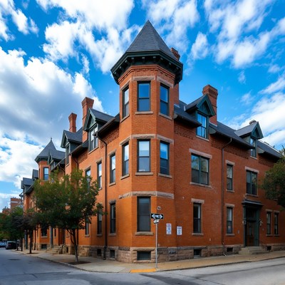 Historic brick building in urban area