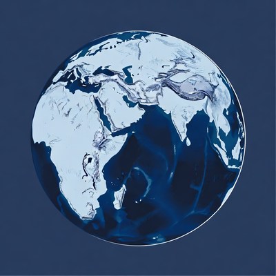 Globe showing continents and oceans