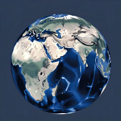 Earth model showing continents and oceans
