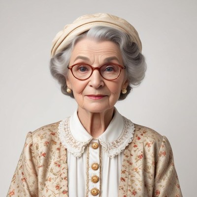 Elderly woman in vintage clothing